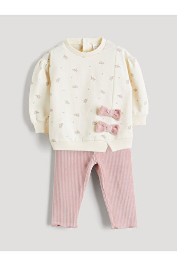 LC Waikiki Floral Baby Girl Sweatshirt and Leggings