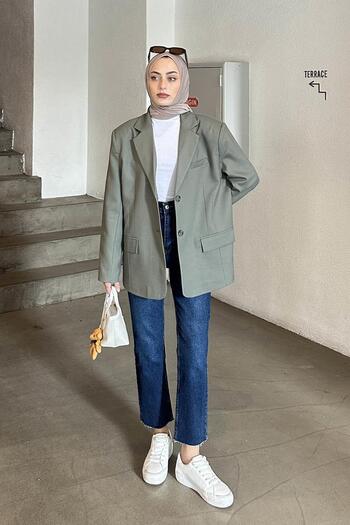 lamelif Kapak Cep Blazer Jacket Khaki