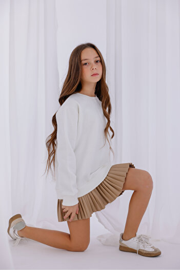 EYLÜL ELİF BUTİK Leather Detailed Sports Girl Dress