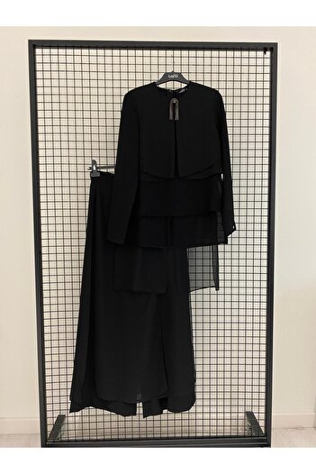 Armine TREND New Season Chiffon Windbreaker Blouse and Chiffon Zippered Lined Fabric Pants Top and Bottom Set