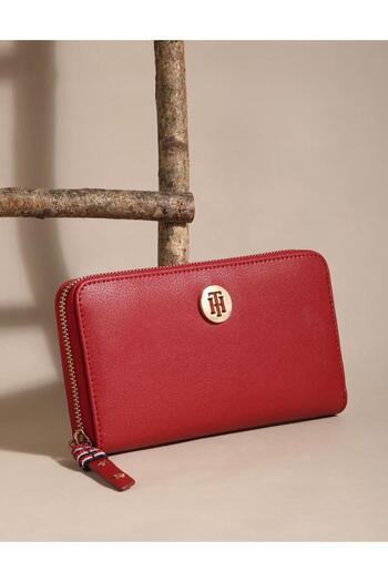 Tommy Hilfiger Plus Madelyn Maroon Solid Zip Around Wallet for Women