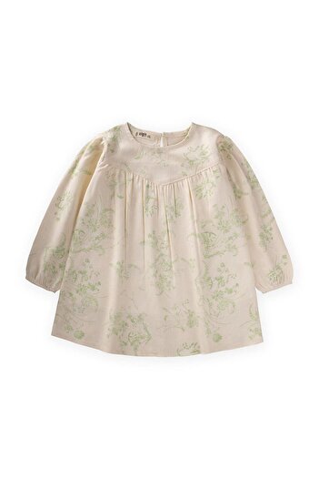LC Waikiki Patterned Dress 2-6 Years Old Green Flower Pattern
