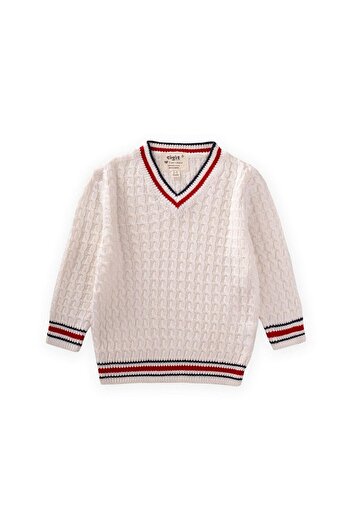 LC Waikiki Hair Knitted V-Neck Sweater 2-9 Years Ecru