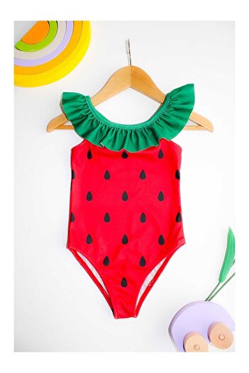 LC Waikiki Girl's Swimsuit with Cross Ruffle Straps