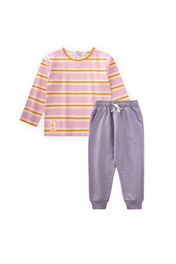 LC Waikiki Striped Long Sleeve T-Shirt 2-12 Years Old Pink Orange Striped