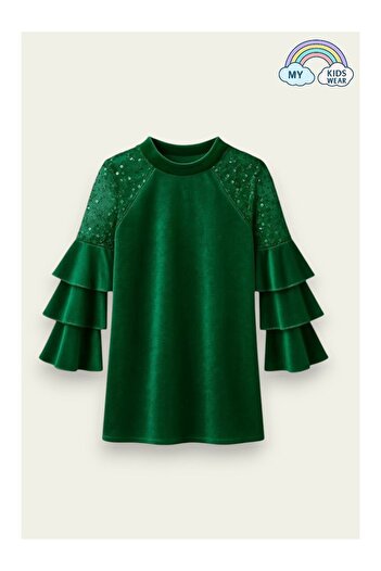LC Waikiki Girls' Velvet Children's Dress for Special Occasions 4-12 Years Old