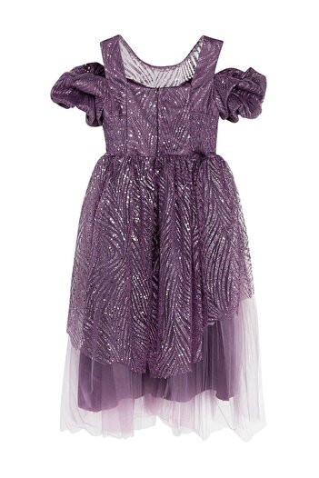 LC Waikiki Girls' Evening Dress 6-14 Years Lavender