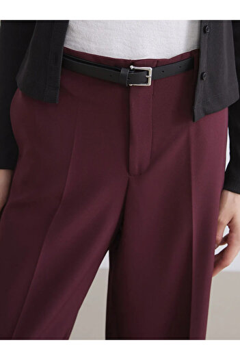 LC Waikiki Lcw Vision Burgundy Belted Wide Leg Women's Trousers