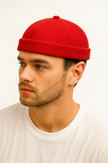 ZERAMİNE Wool Textured Unisex Fisherman Hat – Vintage Docker Model - Lined - Velcro Fastener