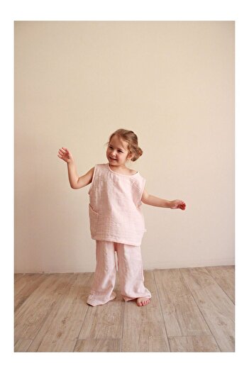 LC Waikiki Pink Striped Asymmetrical Pocketed Muslin