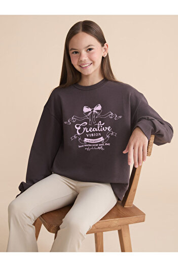 LC Waikiki Crew Neck Printed Girl's Sweatshirt