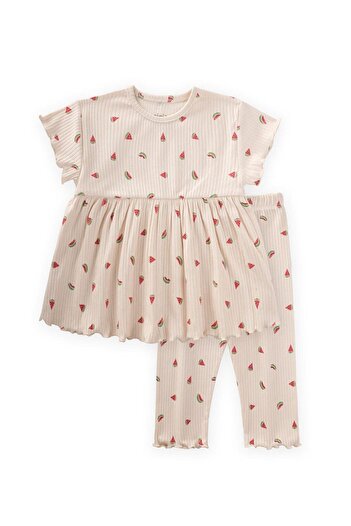 LC Waikiki Patterned Corded Tunic 1-8 Years a Beige