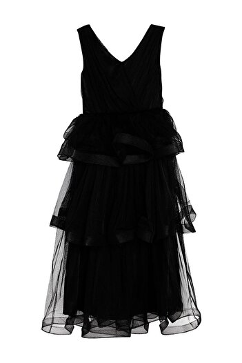 LC Waikiki Girls' Evening Dresses 6-14 Years Old Evening Dresses Black