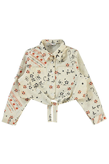 LC Waikiki Girls' Shirt 6-9 Years Old Brown