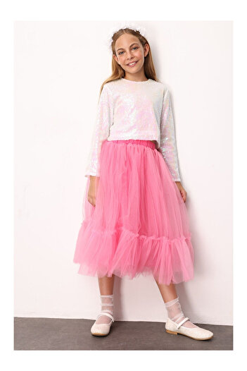 LC Waikiki Fuchsia Girl's Long Tulle Skirt - Mindy