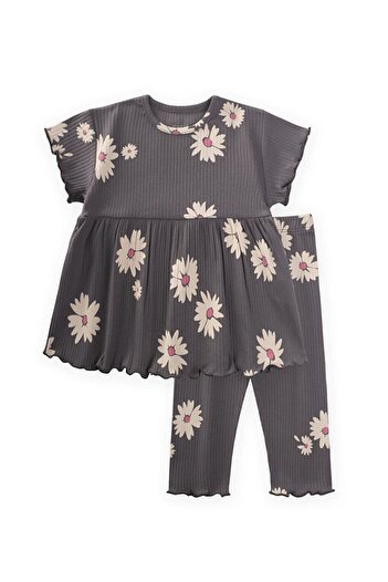 LC Waikiki Patterned Corded Tunic 1-8 Years Gray