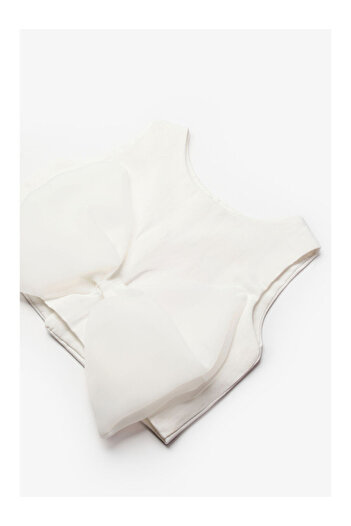 LC Waikiki Ecru Bow Detailed Girls' Crop Top