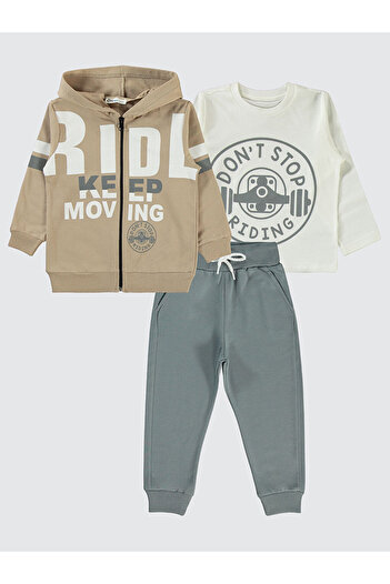 LC Waikiki Boys 3-Piece Tracksuit 2-5 Years Old Beige
