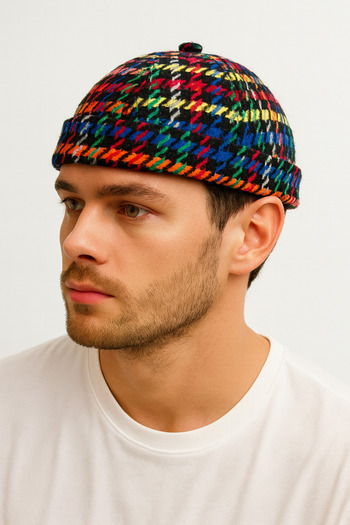 ZERAMİNE Wool Textured Unisex Fisherman Hat – Vintage Docker Model - Lined - Velcro Fastener