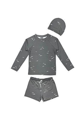 LC Waikiki Boneli Lace-Up Long Sleeve Sun Protection Boys' Swimsuit