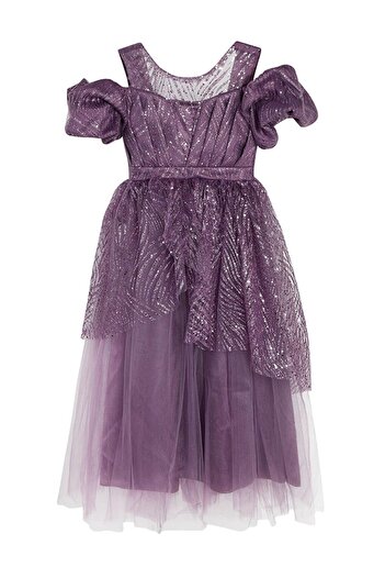 LC Waikiki Girls' Evening Dress 6-14 Years Lavender