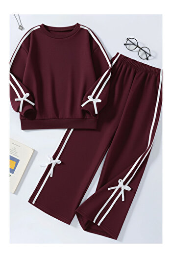 LC Waikiki Girl's Double Stripe Ribbon Tracksuit 4-16 Years 12145