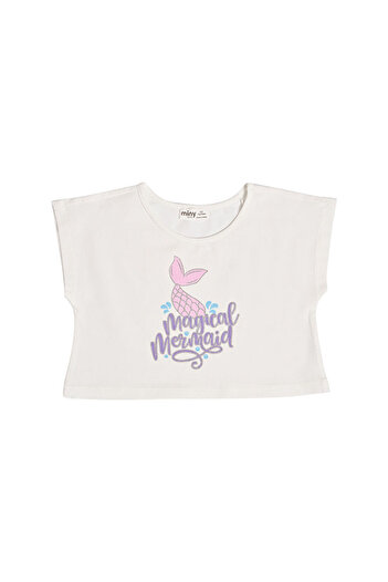 LC Waikiki Girl's Printed Crop T-Shirt
