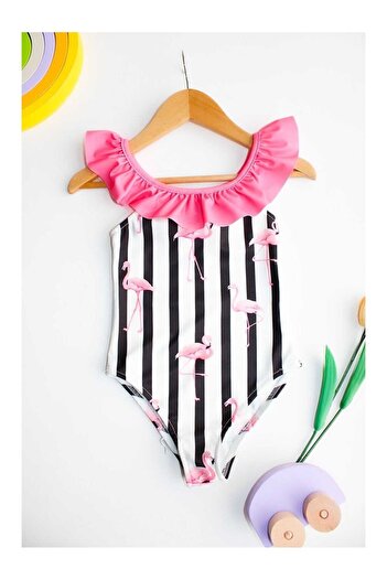 LC Waikiki Girl's Swimsuit with Cross Ruffle Straps