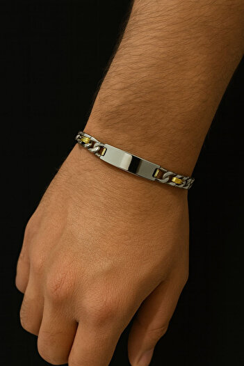 Jaida Moda Men's Stainless Steel Bracelet with Crushed Chain – Gold and Silver Color (20 cm)