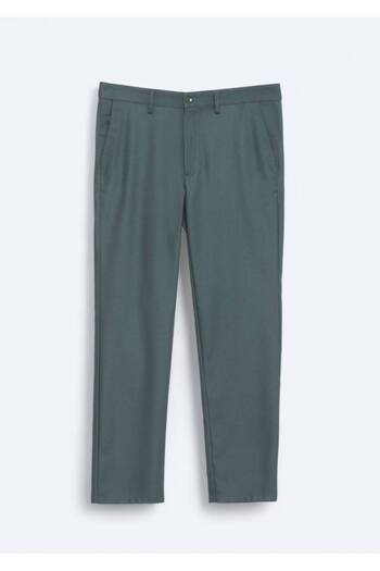 Kip Khaki Straight Woven Regular Fit Casual Trousers