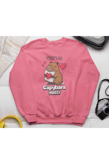 MAGORS Capybara Love Printed Cotton Long Sleeve Ribbed 3-Ply Circular Neck Sweatshirt