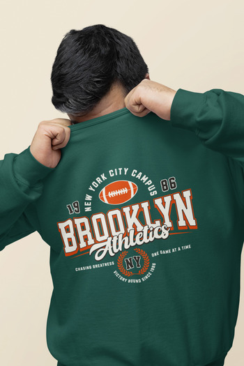 MAGORS Brooklyn Athletics Printed Cotton Long Sleeve Ribbed 3-Ply Circular Neck Sweatshirt