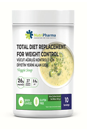 NUTRIPHARMA Whey Proteinli Diyet Sebze Çorbası – Yüksek Proteinli Form Çorba Öğün Tozu, 600g