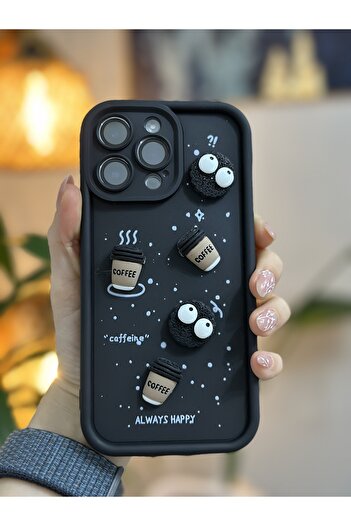 Go Aksesuar iPhone 14 Promax Mirrored Charm Butterfly Design Silicone Case with Toy