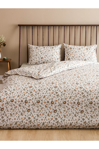 LC Waikiki Green Floral Pattern Double Duvet Cover Set 100% Cotton