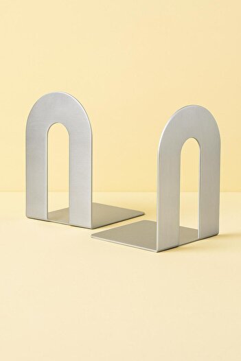 VENON 2 Pcs Silver Special Series Metal Book Support Book Holder Home and Office Decorative Accessory Bookends