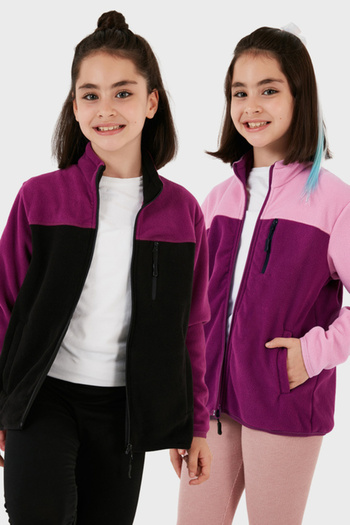 Lela Soft Textured Zippered Color Block Stand Collar with Pockets Pack of 2 Fleece Children's Polar 5905001S2