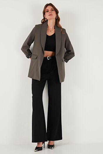 Lela Regular Fit Classic Collar Patterned Lining Detailed Blazer Jacket Jacket 6839227