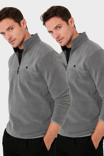 Buratti Slim Fit Anti-Pilling Non-Pilling Bato Collar Raised 2-Pack Fleece Men's Polar 5906