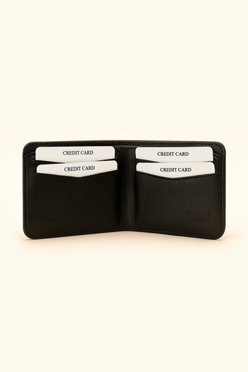 Morven Men's Black 100% Leather Wallet Card Holder