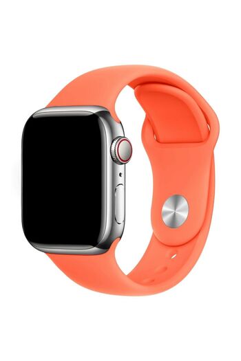 Compatibil Apple Silicone Strap, Apple Watch 2/3/4/5/6/7/8/9/10 42mm/11 42mm/SE, 38/40/41/42mm S/M, Citrus Orange