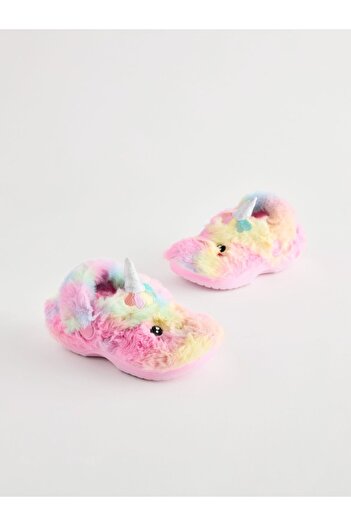 Next Baby Pink Plush Unicorn Patterned Slippers/ House Slippers