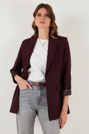 Lela Regular Fit Classic Collar Patterned Lining Detailed Blazer Jacket Jacket 6839227