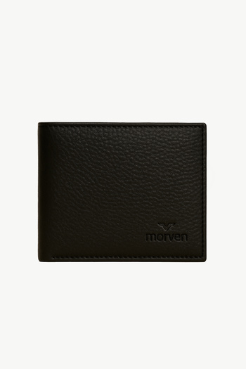 Morven Men's Black Basic 100% Leather Wallet