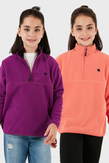 Lela Soft Textured Zippered Stand Collar Ribbed 2-Pack Fleece Children's Polar 5905002S2