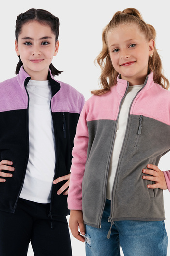 Lela Soft Textured Zippered Color Block Stand Collar with Pockets Pack of 2 Fleece Children's Polar 5905001S2