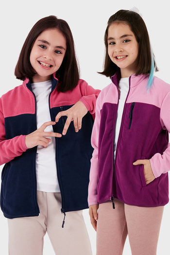 Lela Soft Textured Zippered Color Block Stand Collar with Pockets Pack of 2 Fleece Children's Polar 5905001S2