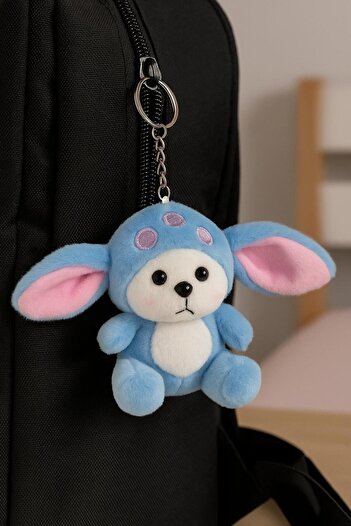 Ahves Sevimli Mavi Uzun Kulaklı Peluş Anahtarlık | Stitch Tarzı | Çanta Süsü | Hediye Seçeneği