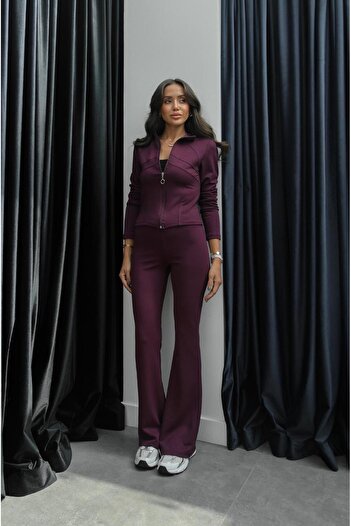 Havoş Plum Kyle Zippered Jacket Leggings Set