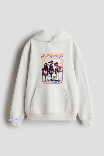 DEEFWEAR White K-Pop Demon Hunterix Halloween Printed Oversize Hoodie Unisex Sweatshirt-Trendmingle